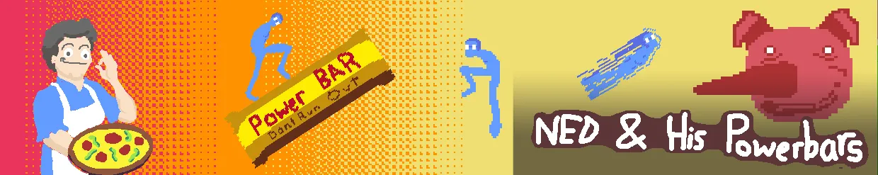 Ned and his Powerbars banner